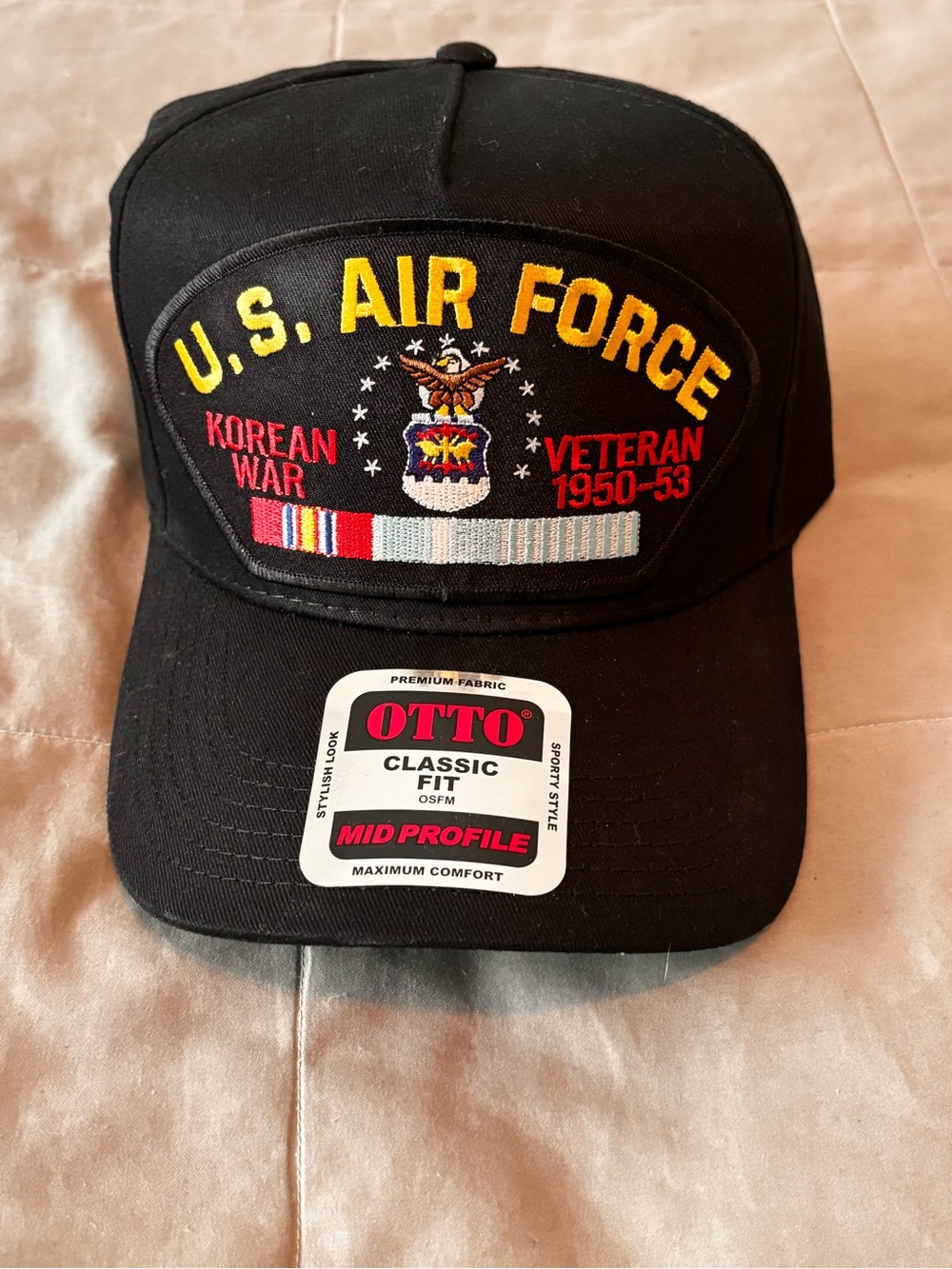 OTTO Black U.S. Air Force Korean War Veteran Embroidered Cap